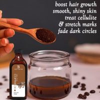 hair shine, skin hydration, hair revitalization, organic skincare, hair rejuvenation, coffee extract, natural fragrance, skin hydration, hair treatment oil, beauty elixir, skin tone, hair manageability